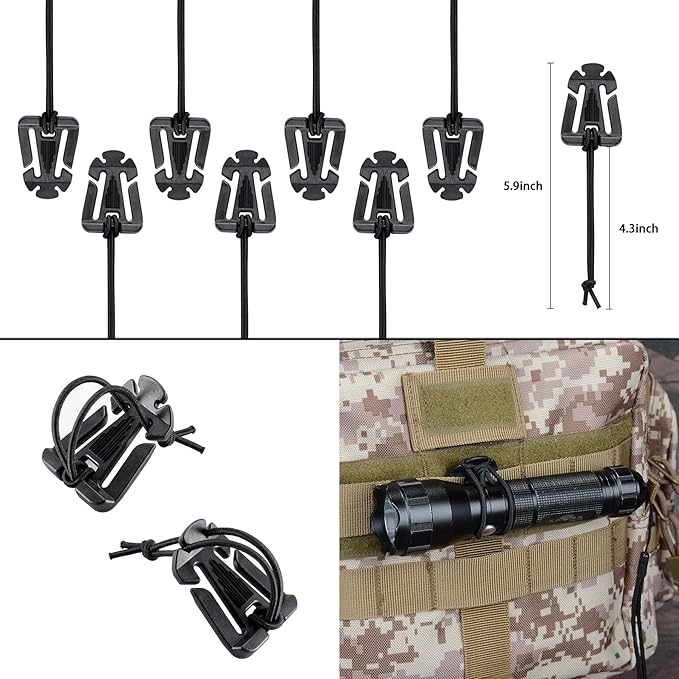 BOOSTEADY 36PCS Attachments for Tactical Backpack Vest Belt,D-Ring Grimloc Locking Gear Clip, Web Dominator Elastic Strings, Strap Management Tool Buckle,Hydration Tube Clips,Key Ring,MOLLE Bag