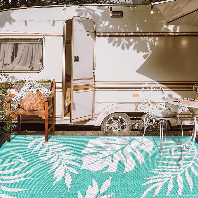 Outdoor Rugs Patio Camping Waterproof - 6x9 Plastic Straw Patio Rug Portable for Campers, Outside RVs Mat, Outdoor Area Carpet for Patios Clearance, Backyard Porch, Balcony, Picnic