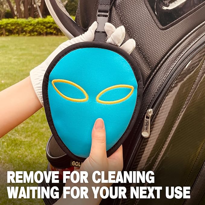 Golf Club Cleaner & Ball Cleaning Bag,Original Three-Layer Fabric Waterproof Technology,Golfer's Ultimate Green Clean Scrub Equipment Accessories,Removable Clips to Support Machine Washing