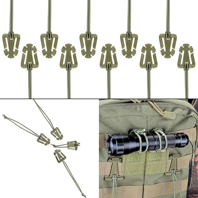 BOOSTEADY 36PCS Attachments for Tactical Backpack Vest Belt,D-Ring Grimloc Locking Gear Clip, Web Dominator Elastic Strings, Strap Management Tool Buckle,Hydration Tube Clips,Key Ring,MOLLE Bag