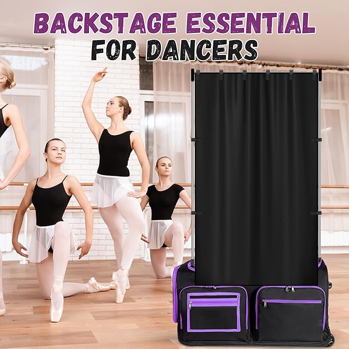 RunNico 59'' x 31.5'' Privacy Curtain for Dance Bag, Portable Dancer Changing Curtain with Storage Bag, Backstage Privacy Changing Room for Training Competition Backstage Outdoor Camping (Black)
