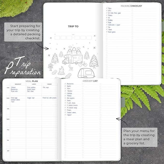 Clever Fox Camping Journal – Camper Log Book & RV Trip Planner – Outdoor Camp Journal & Adventure Travel Notebook – 12 Trips Total, 8 Pages per Trip – Hardcover, A5 Size (Cypress)