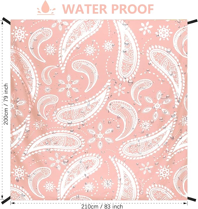 Beach Blanket, Sandproof Beach Mat, Waterproof Quick Drying Lightweight Outdoor Aztec Picnic Mat 79" X 83"/120"x108" for 2-8 Adults for Travel, Camping, Hiking