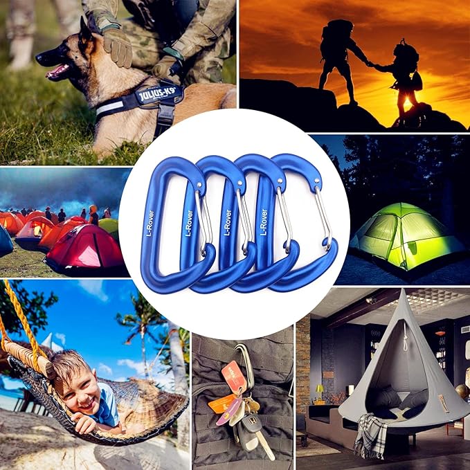 Carabiner,12KN Lightweight Heavy Duty Carabiner Clips,Aluminium Wiregate Caribeaners for Hammocks,Camping, Key Chains, Outdoor and Gym etc,Hiking & Utility