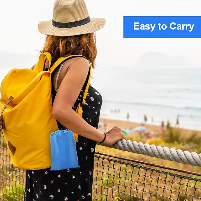 Mooreeke Beach Blanket Extra Large Oversized 9 x 8 ft, Ocean Blue Sandproof Waterproof Quick Drying Lightweight Compact Outdoor Blanket Beach Mat for Family Travel Camping Picnic, 1-8 Adults