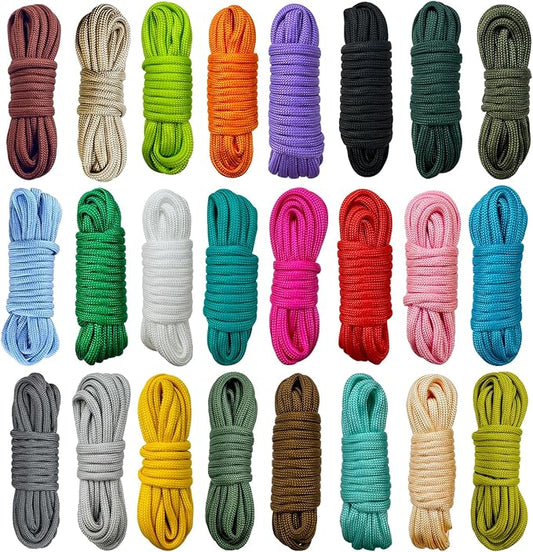 10 Feet Paracord Cord Multifunction Paracord Ropes 550lb Survival Paracord Random Combo Crafting Kit, for Making Lanyard, Bracelet, Dog Collar, Idea for Gift (24 Colors B)
