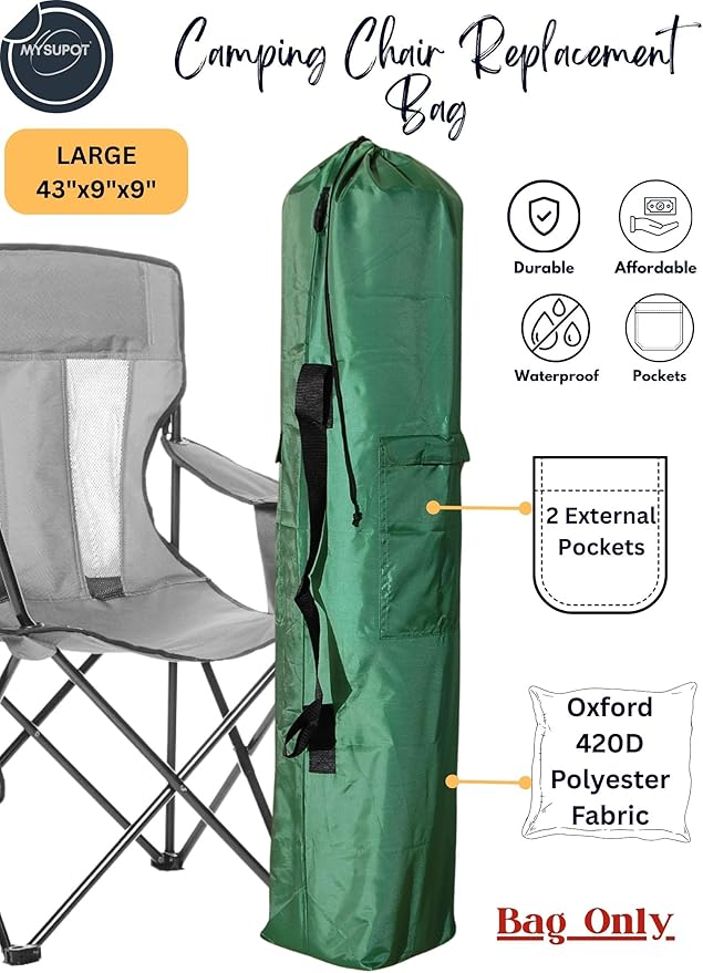 Replacement Bag for Folding Camping Chair, Portable Camp Chair, Hammock, Yoga Mat, Umbrella, Tents, Tripods, Fishing Poles - 420D Oxford Polyester Fabric