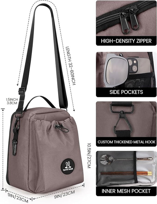 Sports rabbit Insulated Lunch Bag for Men–Compatible with 30/40OZ Handle & Straight Bottles–Leakproof Cooler Tote, Wax-Coated Oxford, Adjustable Strap–Perfect for Work, Travel, Picnics (Coffee Brown)