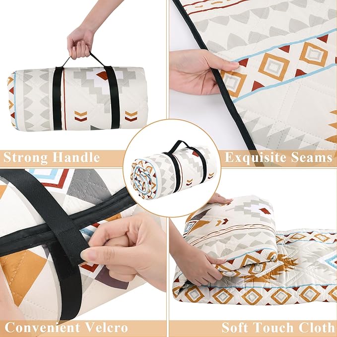 HiiARug Picnic Blankets Extra Large Picnic Outdoor Blanket 80"x80" Waterproof Foldable Outdoor Rug Boho Beach Blanket Sandproof Camping Mat Picnic Mat for Beach, Camping Grass Lawn Park Accessories