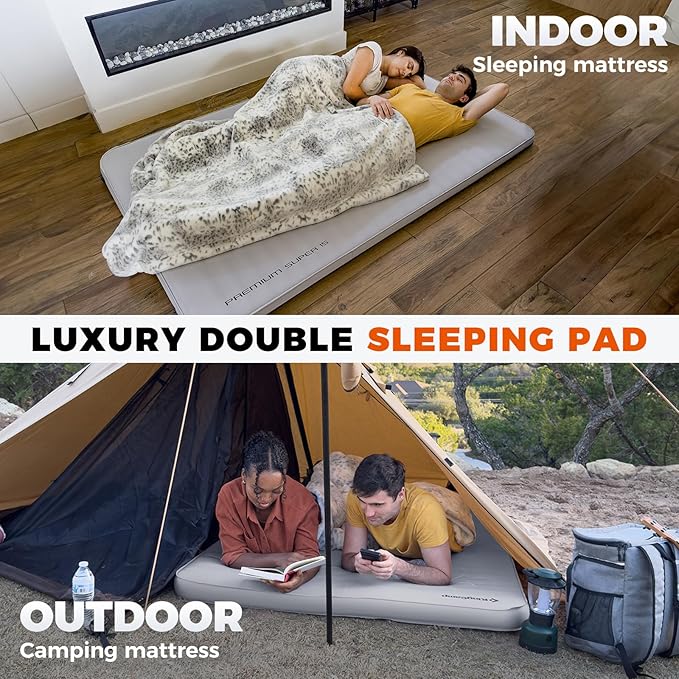 KingCamp Luxury 3D Insulated Double Self Inflating Camping Sleeping Pad, Portable Large Thick Self Inflatable Foam Air Mattress