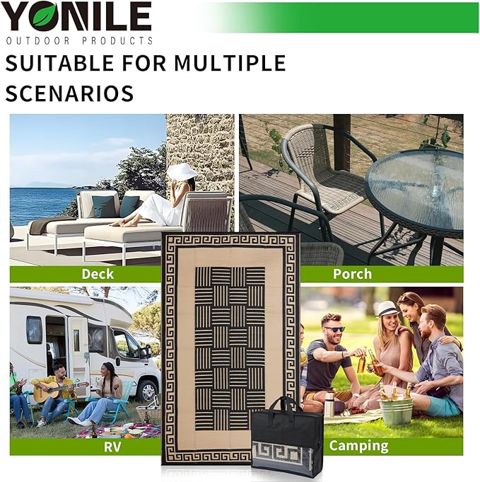 Outdoor Rug 5x8 ft Waterproof, Reversible Outdoor Plastic Straw Rug for Patios Clearance, Outdoor Area Rug Carpet RV Mat for Camping Backyard Deck Porch