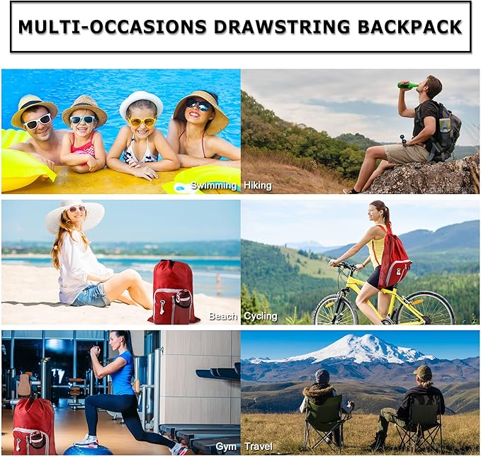 BeeGreen Drawstring Backpack for Men Women Athletic Gym Sports Workout Beach Swim …