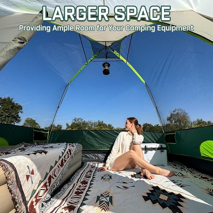 6/8 Person Large Waterproof Family Tents for Camping, Screened Camping Tent with Screen Porch, Bug-Free Relaxation & Easy Setup, Includes Rainfly & Carry Bag