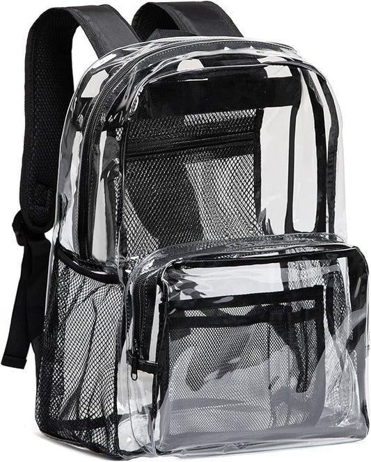 Vorspack Clear Backpack - Heavy Duty PVC Transparent See Through Backpack for College & Workplace