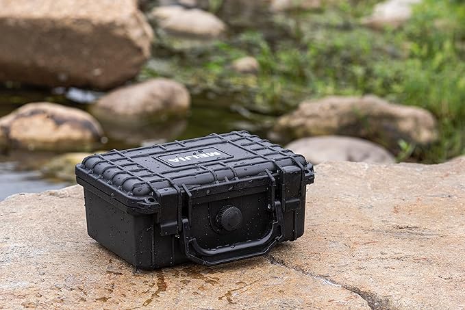 MEIJIA Portable All Weather IP67 Waterproof Protective Case, Hard Case,Camera Case With Customizable Foam,Fit Use of Drones, Cameras,Equipments (Black, 8.12x6.56x3.56inches)