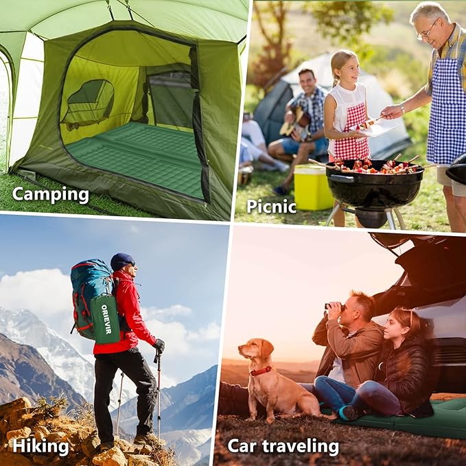 Camping Sleeping Pad, Self Inflating Air Mattress Extra Thickness 4.7 Inch Single Sleeping Pad with Built-in Pillow and Foot Pump for Tent Hiking Traveling