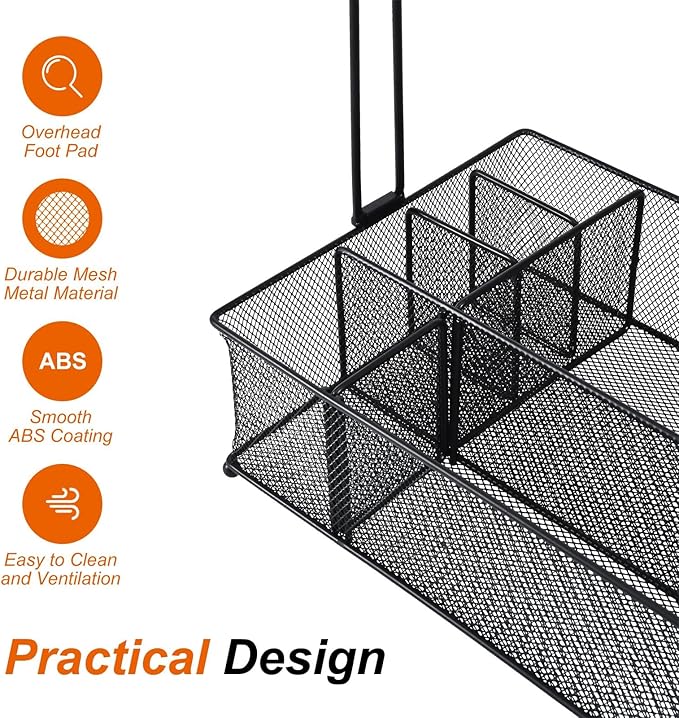 Grill Caddy, Picnic BBQ Organizer for Camping Outdoor Mesh Basket with 3 Hanging Hooks and Paper Towel Holder, Ideal Table Storage Tools for RV Camper/Tailgating/Flatware