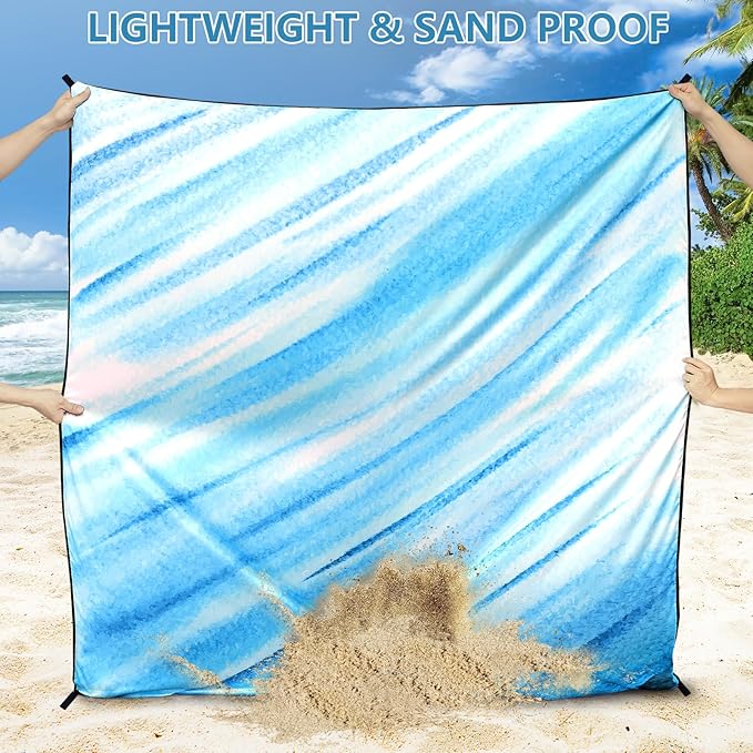 Beach Blanket Waterproof Sandproof Extra Large Beach Mat 79" X 83"/120"x108"for 1-8 Adults Quick Drying Durable Outdoor Picnic Mat for Beach Travel Camping Hiking