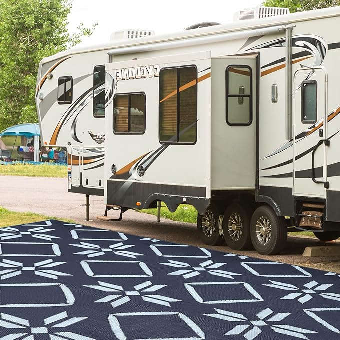 Kohree Outdoor Rug 6x9, RV Outdoor Rugs Reversible Waterproof Outdoor Camping Rug Patio Rugs Clearance with 4 Corner Loops for Patio, RV, Deck, Backyard, Picnic, Easy to Clean & Carry