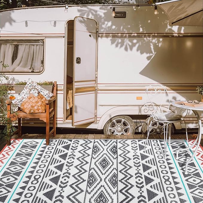 Outdoor Rugs Patio Camping Waterproof - 4x6 Plastic Straw Patio Rug Portable for Campers, Outside RVs Mat, Outdoor Area Carpet for Patios Clearance, Backyard Porch, Balcony, Picnic