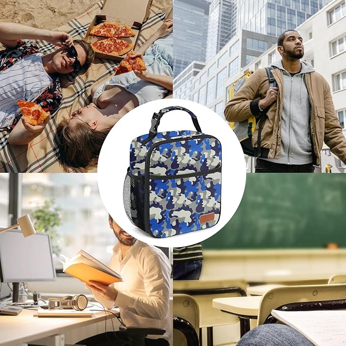 Femuar Lunch Box for Men Women Adults, Small Lunchbox for Work Picnic - Reusable Lunch bag Portable Lunch tote, Camouflage