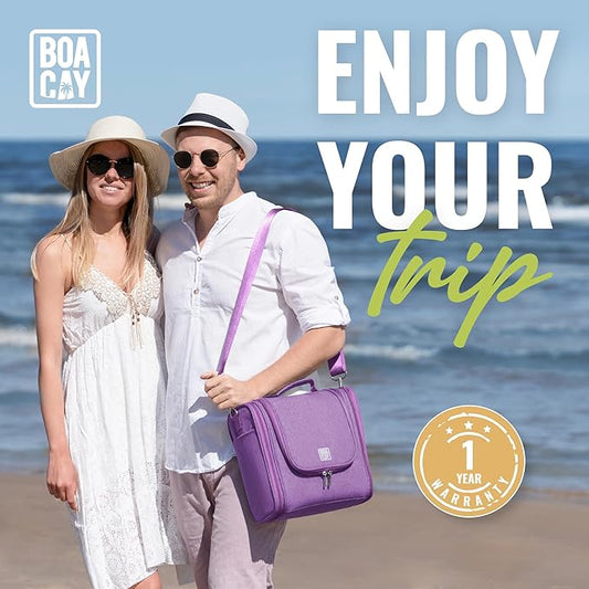 BOACAY Extra Large Hanging Travel Toiletry Bag for Women and Men, Makeup Bag, Bathroom & Shower Organizer Kit for Accessories, Cosmetics, Essentials