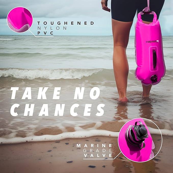 Swim Buoy for Open Water with Dry Bag 15L - Fully Waterproof Swim Bubble - Be Safe with Higher Visibility, Toughened Nylon and Rest Handle Swimming Buoy - Open Water Buoy for All Season Swimmers