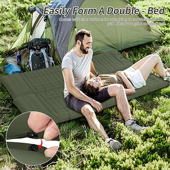 Inflatable Camping Sleeping Pad with Pillow, Thick 4.5 Inch Portable Sleeping Pad, Lightweight Sleeping Mat for Camping, Backpacking, Hiking