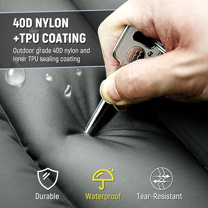 Inflatable Camping Sleeping Pad with Pillow, 5" Extra-Thick Ultralight Inflatable Sleeping Mat with Built-in Pump, Camping Air Mattress Compact for Backpacking Hiking Trap Traveling (Grey)