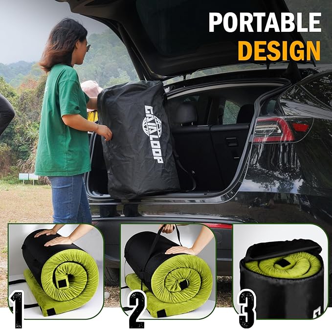 Memory Foam Camping Mattress for Tesla Model Y Sleeping Pads Sleeping Mat 3 INCH Thick Road Trip/Car Camping/Super Charger Nap/Temporary Car Sleeping