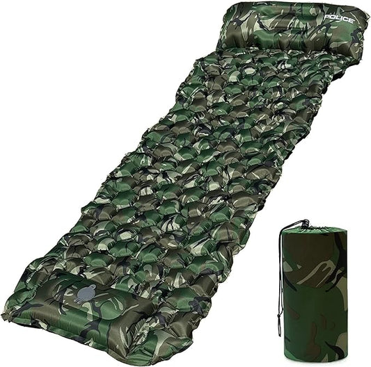 Self-Inflating Sleeping Mats for Camping, Extra Thick Camping Sleeping Mat, Self Inflating Camping Pad with Pillow, 75”x25” Ultralight, Sleeping Bag Pad Built-in Foot Pump Tent, Hiking & Picnic.