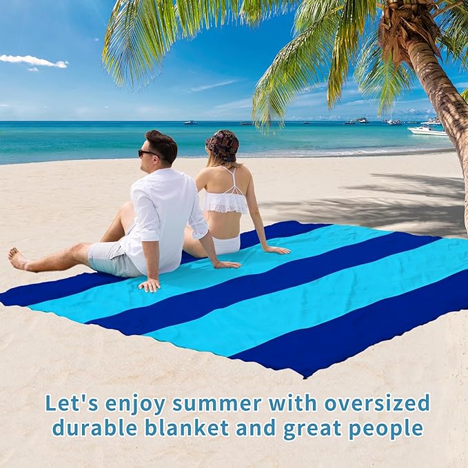 BYDOLL Beach Blanket Waterproof Sandproof 78''×110'' Suits1-7 Adults Compact Lightweight Oversized Sand-Free Blanket Large Picnic Mat for Beach Travel Camping Hiking