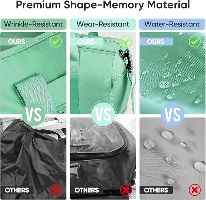 BALEINE Gym Bag for Women and Men, Small Duffel Bag for Sports, Gyms and Weekend Getaway, Waterproof Dufflebag with Shoe and Wet Clothes Compartments, Lightweight Carryon Gymbag (Green)