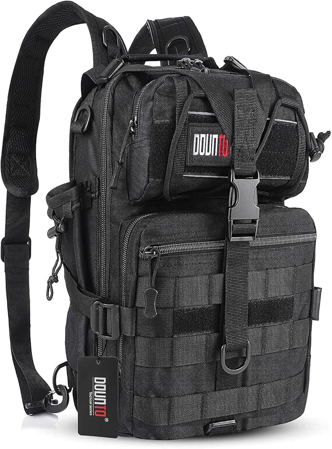 Tactical Backpack Medium EDC DayPack Military Molle Backpacks Bag Outdoor Rucksack for Fishing Hunting Camping (Black)