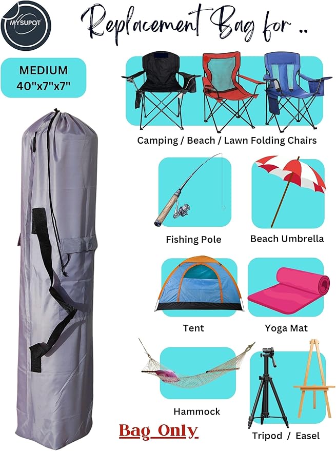 Replacement Bag for Folding Camping Chair, Portable Camp Chair, Hammock, Yoga Mat, Umbrella, Tents, Tripods, Fishing Poles - 420D Oxford Polyester Fabric