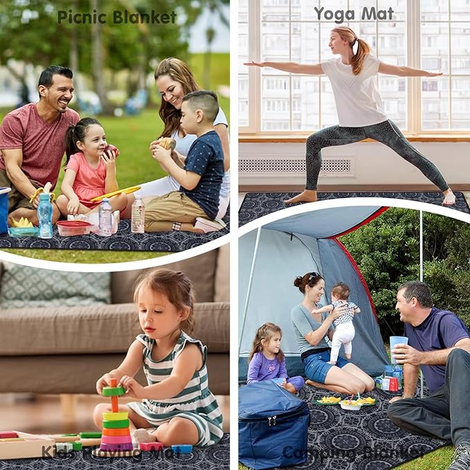 Extra Large Picnic Blankets Waterproof Foldable (60 "x 80") Beach Blanket Waterproof Sandproof,3-Layer Thicking Mat Outdoor Packable Camping Blanket