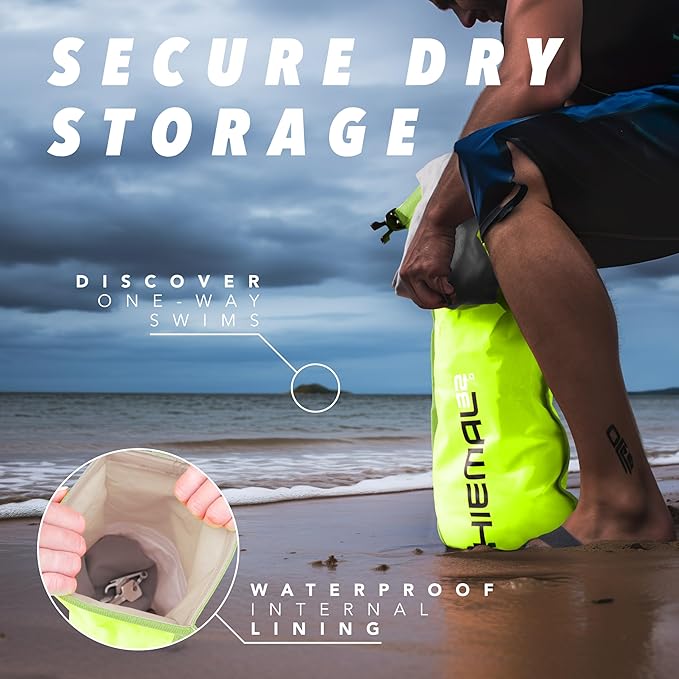 Swim Buoy for Open Water with Dry Bag 15L - Fully Waterproof Swim Bubble - Be Safe with Higher Visibility, Toughened Nylon and Rest Handle Swimming Buoy - Open Water Buoy for All Season Swimmers