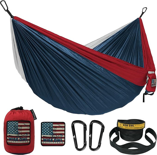 Wise Owl Outfitters Hammock for Camping Hammocks Gear for The Outdoors Backpacking Survival or Travel - Portable Lightweight Parachute Nylon - Up to 500lbs