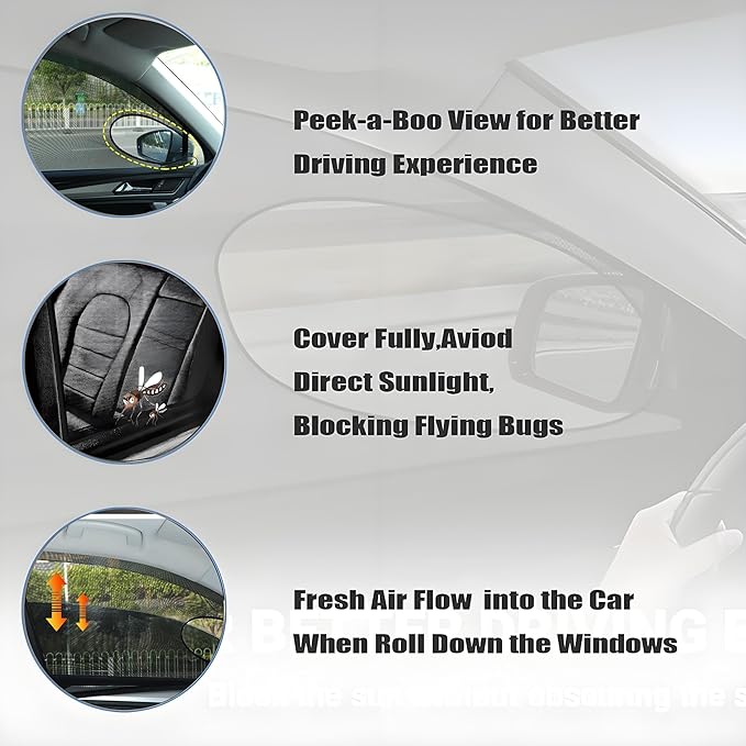 [2015] Truck Window Screens for GMC Sierra1500 2019-2025 for Camping SUV 4 Pcs Car Mosquito Net Shades for Pickup Side Window Protection from UV, Bugs Breathable Adjustable Mesh Shade for Baby,Kids