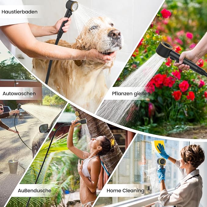 Portable Shower for Camping,6000mAh Rechargeable Camping Shower with Intelligent LED Display,IPX7 Waterproof Outdoor Shower Kit for Hiking, Travel, Car, Pet