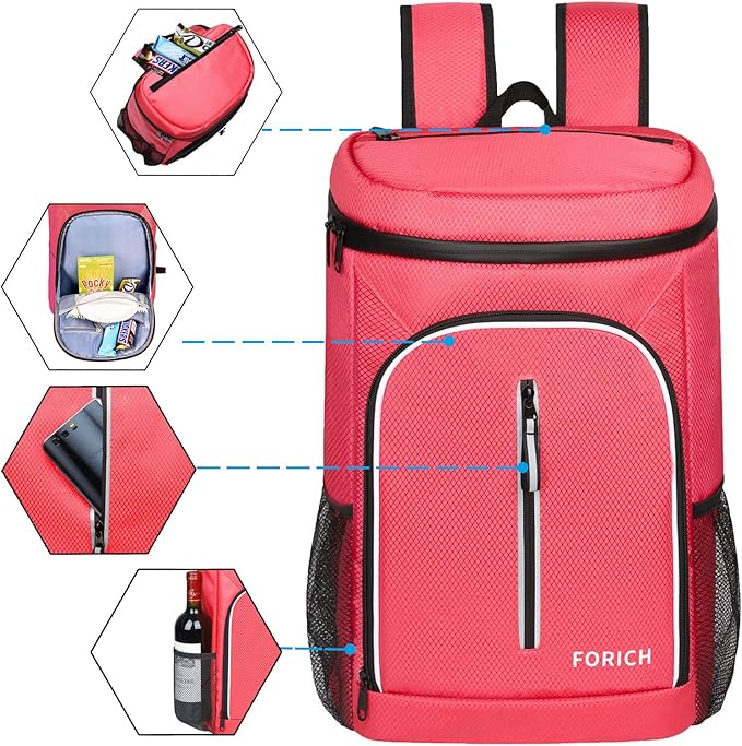 FORICH Soft Cooler Backpack Insulated Waterproof Backpack Cooler Bag Leak Proof Portable Small Cooler Backpacks to Work Lunch Travel Beach Camping Hiking Picnic Fishing Beer for Men Women