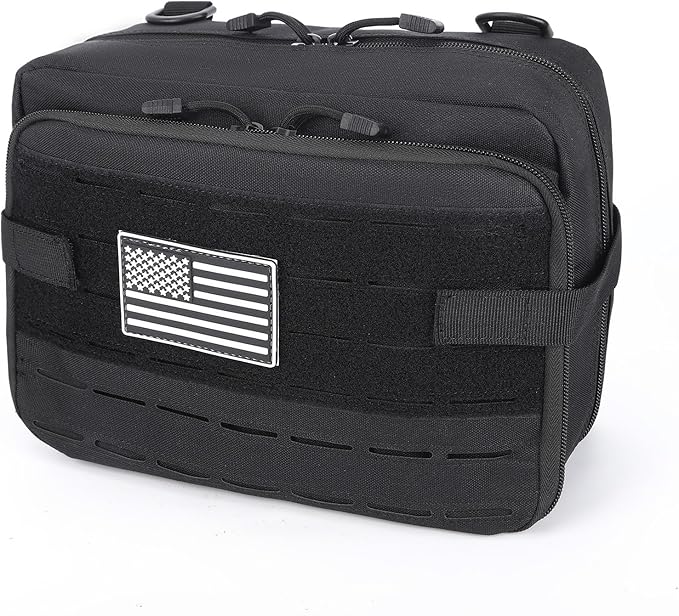 Tactical Pouch Large: EDC Gear Accessories Organizer With MOLLE System, Expandable Medical Pocket and U.S.A Patch