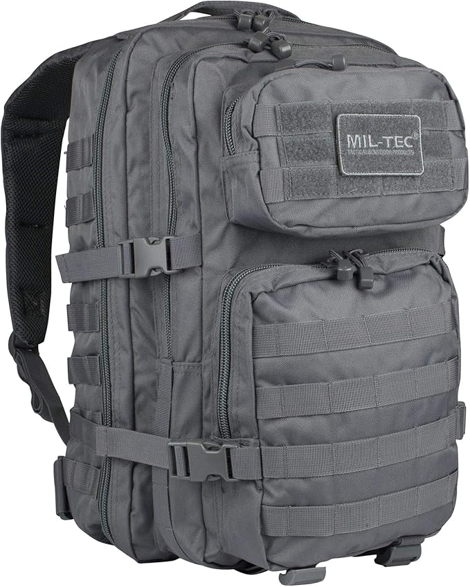 Mil-Tec Unisex Assault Pack - Rugged Durable Lightweight Ergonomic Versatile Tactical Outdoor Camping Hiking Backpack with Adjustable Padded Shoulder Straps & MOLLE Loops, Urban Gray, 20L