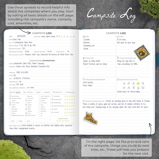 Clever Fox Camping Journal – Camper Log Book & RV Trip Planner – Outdoor Camp Journal & Adventure Travel Notebook – 12 Trips Total, 8 Pages per Trip – Hardcover, A5 Size (Deep Sea)