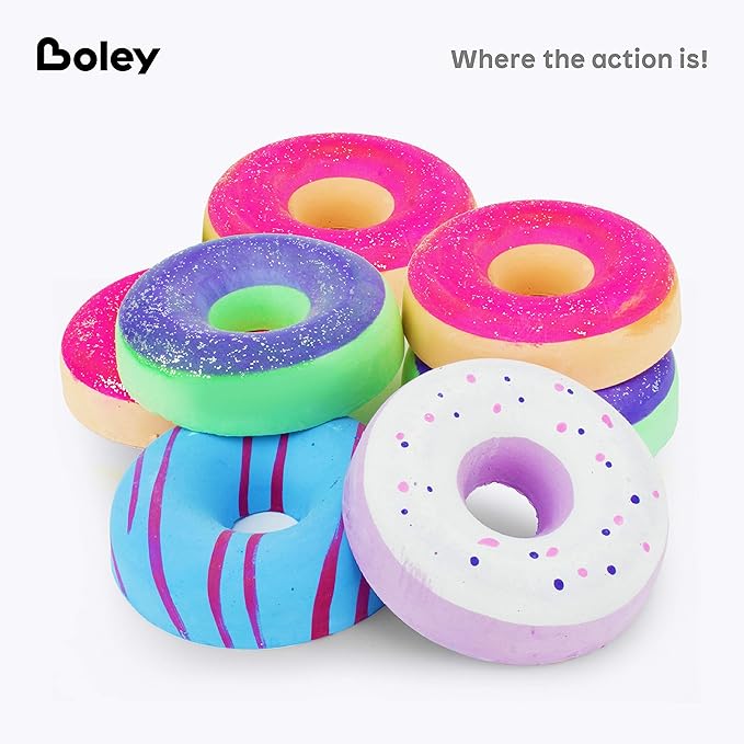 Boley Jumbo Sidewalk Chalk Set for Kids - 6 Pack Washable, Multi-Color Donut Chalks for Outdoor Play, Driveways, Pavements - Large Chalk Toys for Creative Arts, Street Art, Education