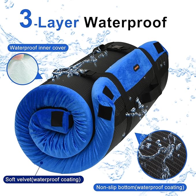 Memory Foam Camping Mattress pad, Comfortable Thick Floor Sleeping Mat for Adults with Waterproof and Non-Slip Bottom, Portable Roll Up Mattress for Sleepover Guest,Cot Mad for Car Camping