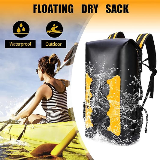 8 Fans Waterproof Backpack 30L,Floating Dry Bag with Phone Case,Roll Top Closure Waterproof Bag for Kayak Boating Sailing Canoeing Rafting Fishing Camping Orange
