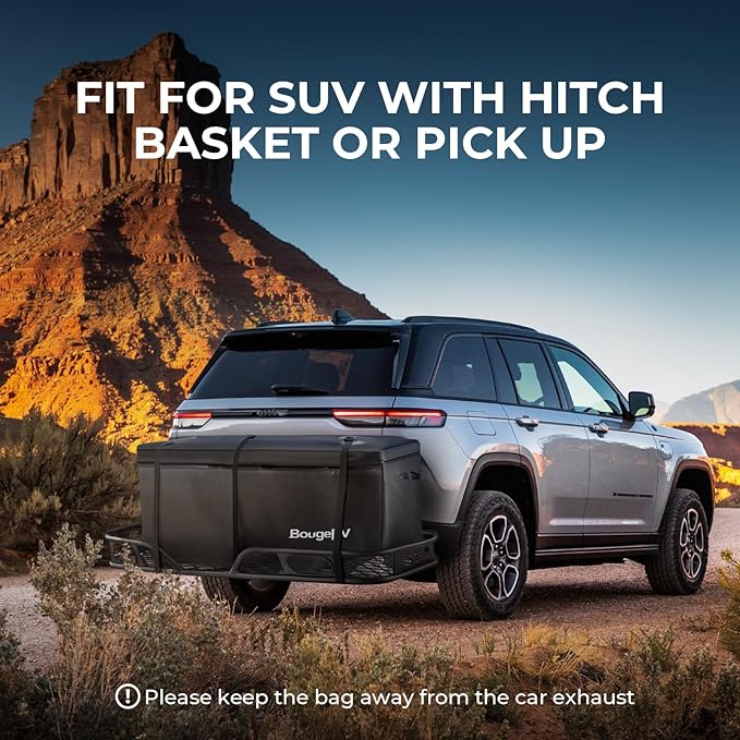 BougeRV Hitch Cargo Carrier Bag Waterproof/Rainproof for Car Truck SUV Vans Rear Mount Trays and Baskets 48'' L x 20'' W x 22'' H