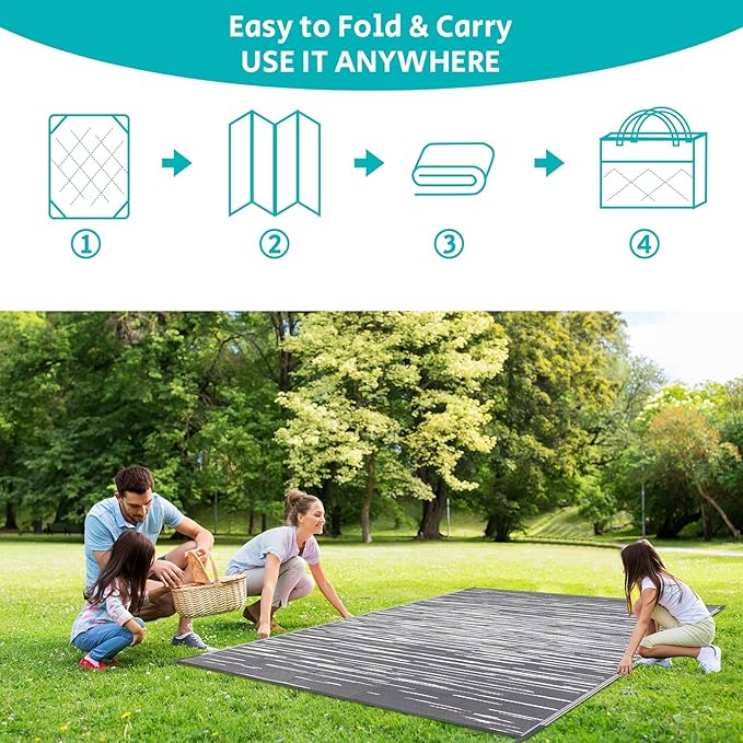 HEBE Outdoor Rug 8'x10' Waterproof for Patios Clearance, Reversible Plastic Straw Rug Camping Carpet, Indoor Outdoor Area Rugs Patio Mats for RV,Picnic,Backyard,Deck,Balcony,Porch