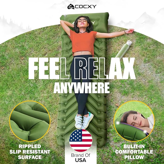 Sleeping Pad Ultralight Inflatable Sleeping Mat with Pillow & Built-in Foot Pump, Self Inflating Sleeping pad Waterproof - Ultimate for Camping, Traveling, Backpacking, Tents,Airpad